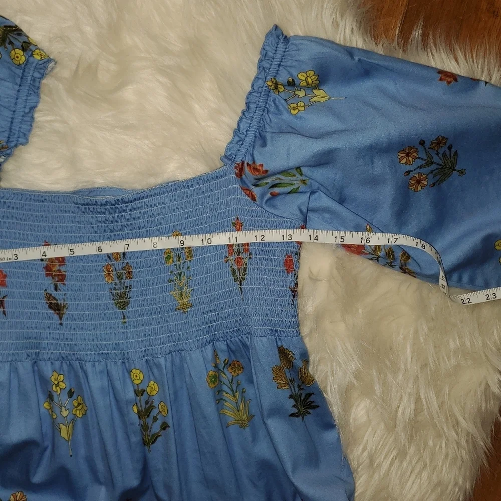 Sachin + Babi For Dillards Blue Daria Floral Dress with Bishop Sleeves - Picture 7 of 14